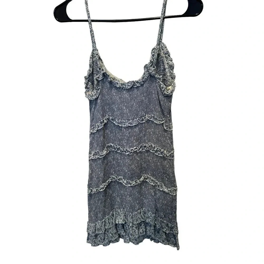 Sim & Sam Summer Women's Blue Fitted Stretchy Mini Ruffle Dress Size S